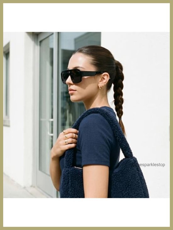 Retro Oversized Aviator Sunglasses Square Double Bridge UV400 Protection Trendy main image 4